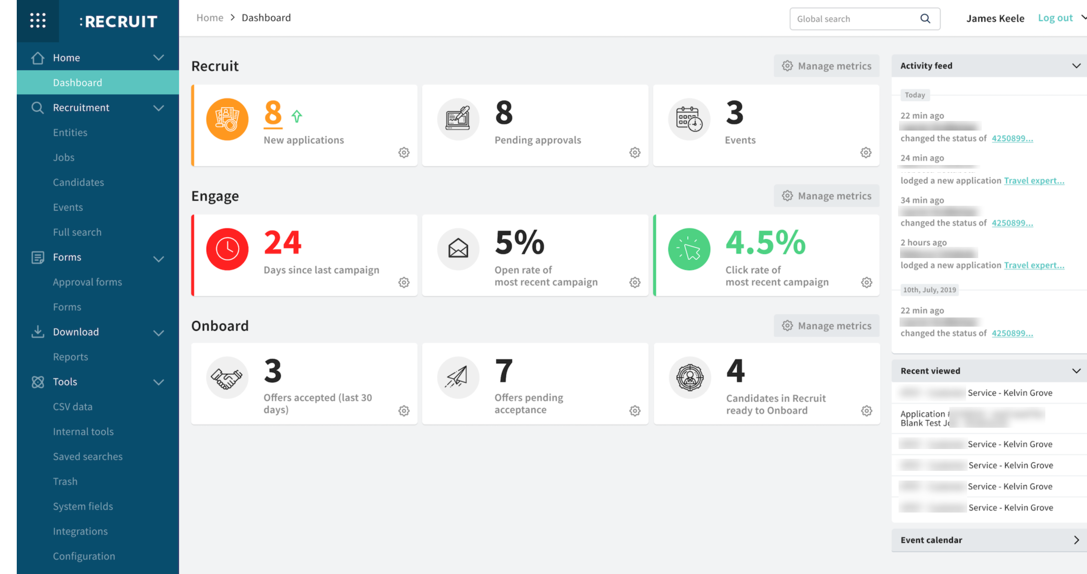 Scout Talent:Recruit new dashboard screenshot