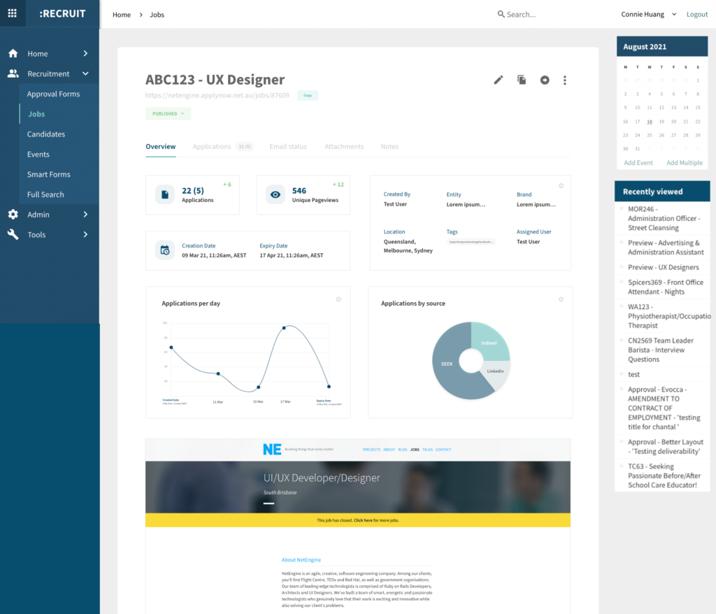 Specific job overview in new Jobs workflow update 